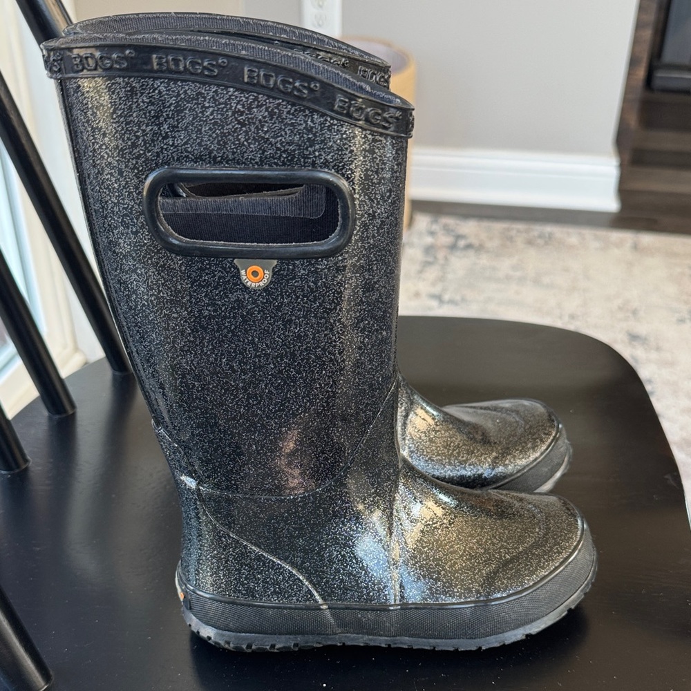 Bogs Black Glitter Mid-Calf Waterproof Boots